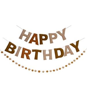 Brown and Cream "Happy Birthday" Banner Garland - Home Party Supplies